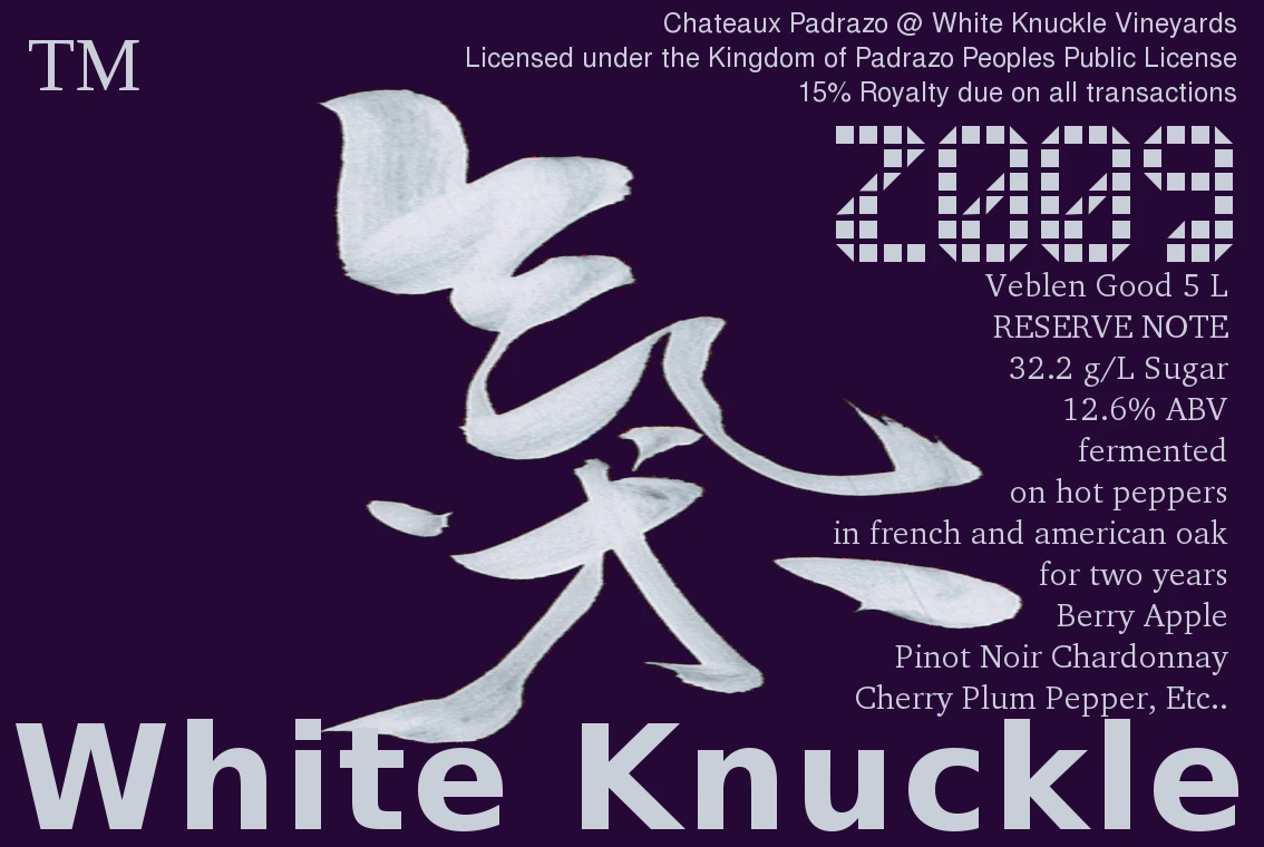 White Knuckle 2009 5 Litre Reserve Note Purple Label